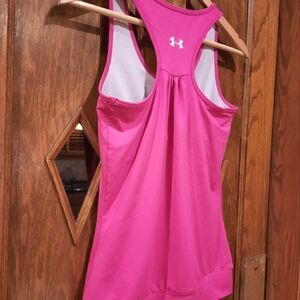 Under Armour Tank Top Shelf Bra Racerback Fushia Barbie